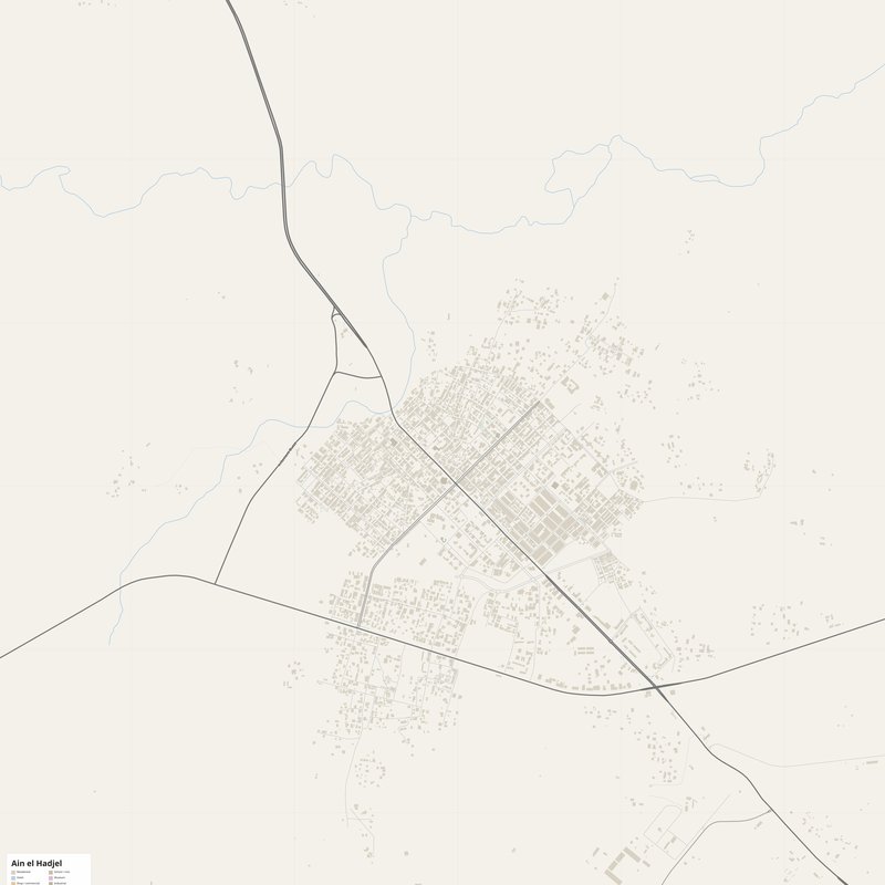 Ain el Hadjel Map PDF — Printable Street Map Poster with House Numbers