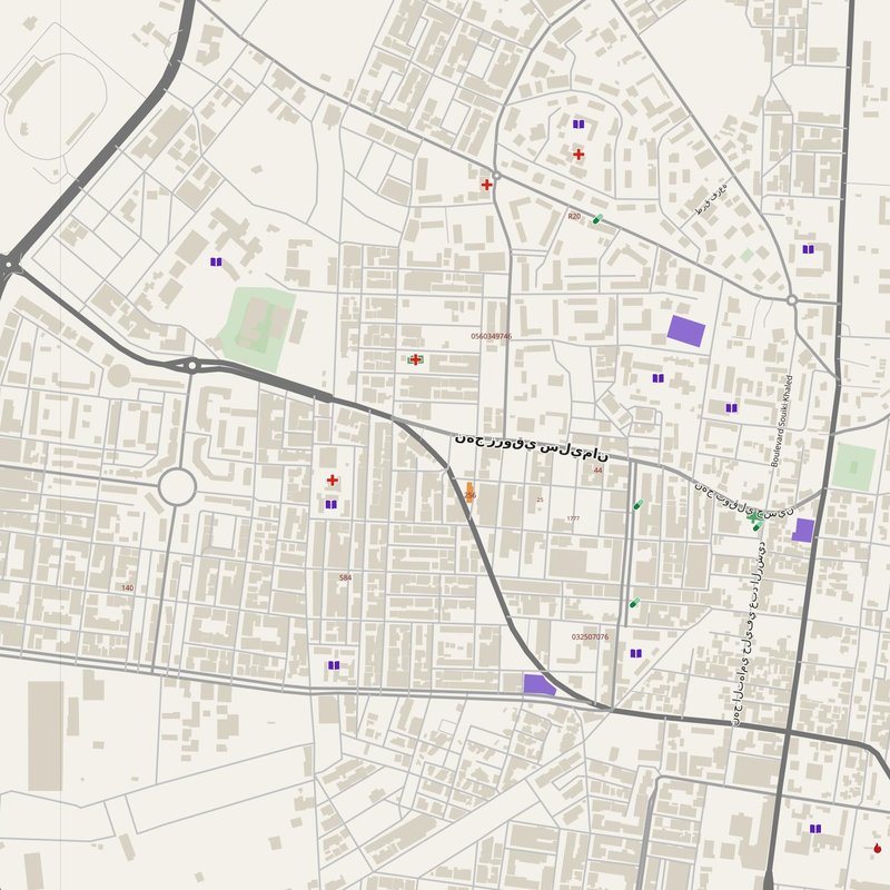 Aïn M’Lila map with house numbers, hospitals, police and fire stations — printable PDF, Algeria
