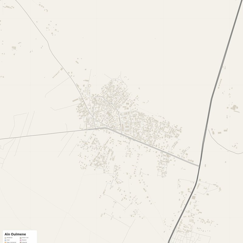 Aïn Oulmene Map PDF — Printable Street Map Poster with House Numbers