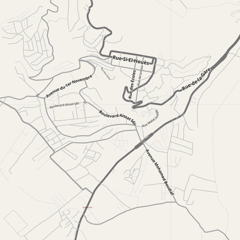 Akbou street map with house numbers — printable address map PDF, Algeria