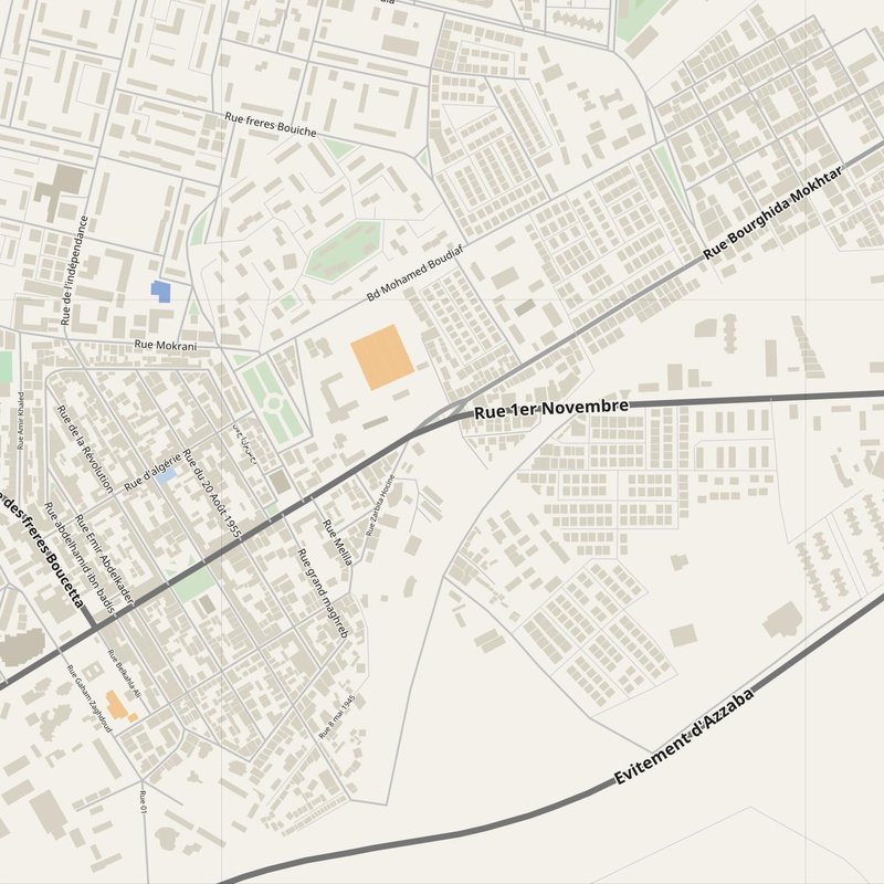 Azzaba street map with house numbers — printable address map PDF, Algeria