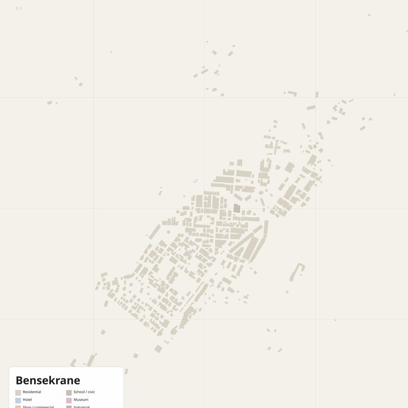 Bensekrane Map PDF — Printable Street Map Poster with House Numbers
