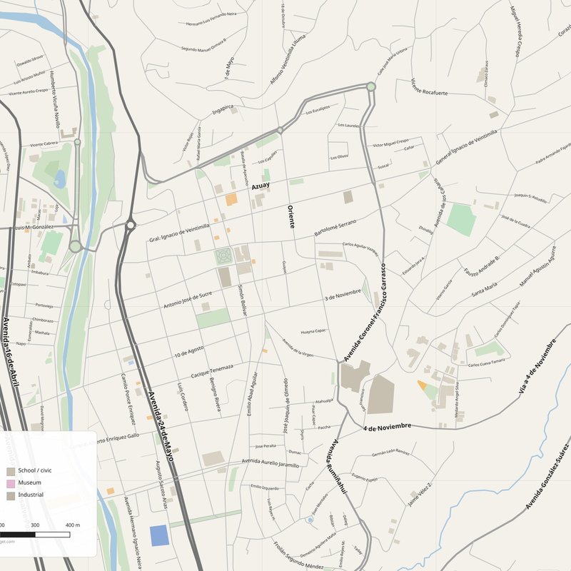 Printable street map poster of Azogues, Ecuador