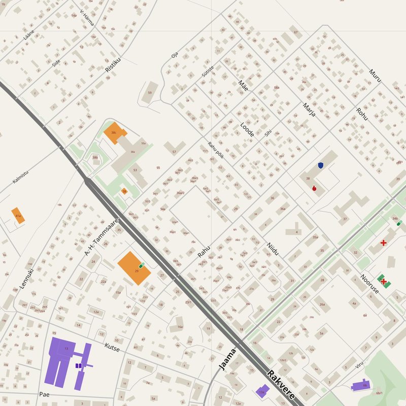 Kohtla-Järve map with house numbers, hospitals, police and fire stations — printable PDF, Estonia