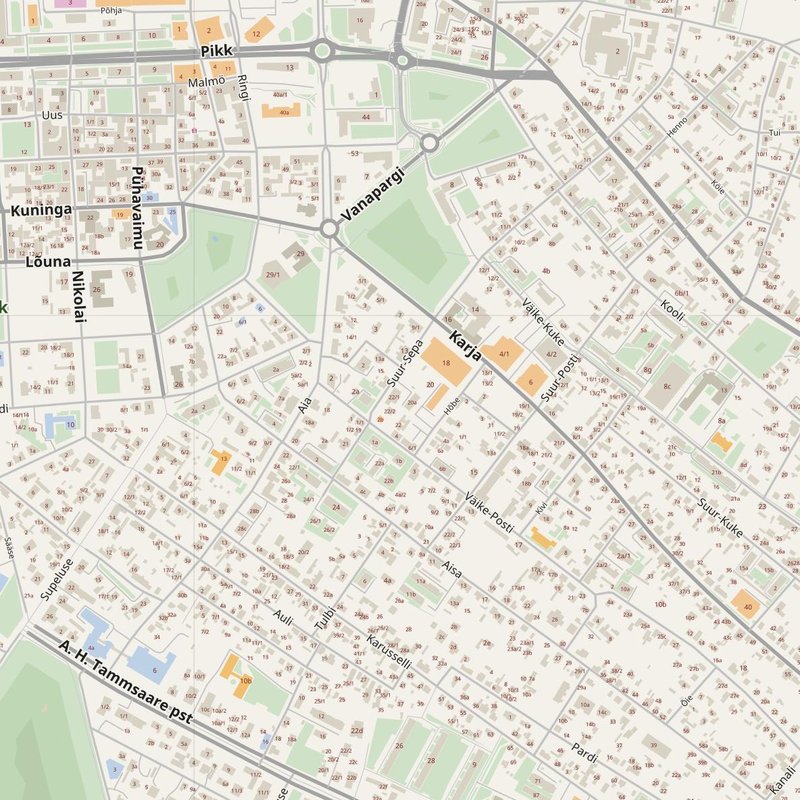 Pärnu street map with house numbers — printable address map PDF, Estonia