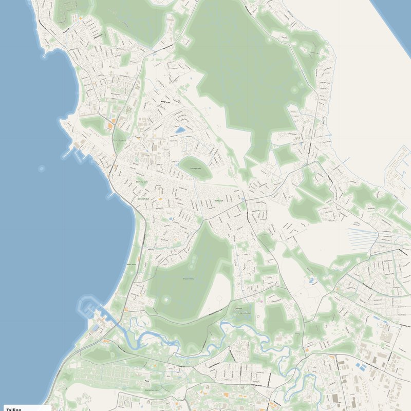 Tisknutelný plán města Tallinn jako plakát, Estonsko