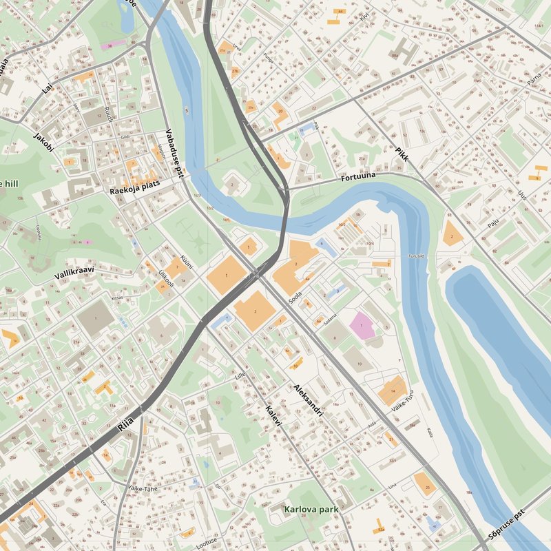 Tartu street map with house numbers — printable address map PDF, Estonia