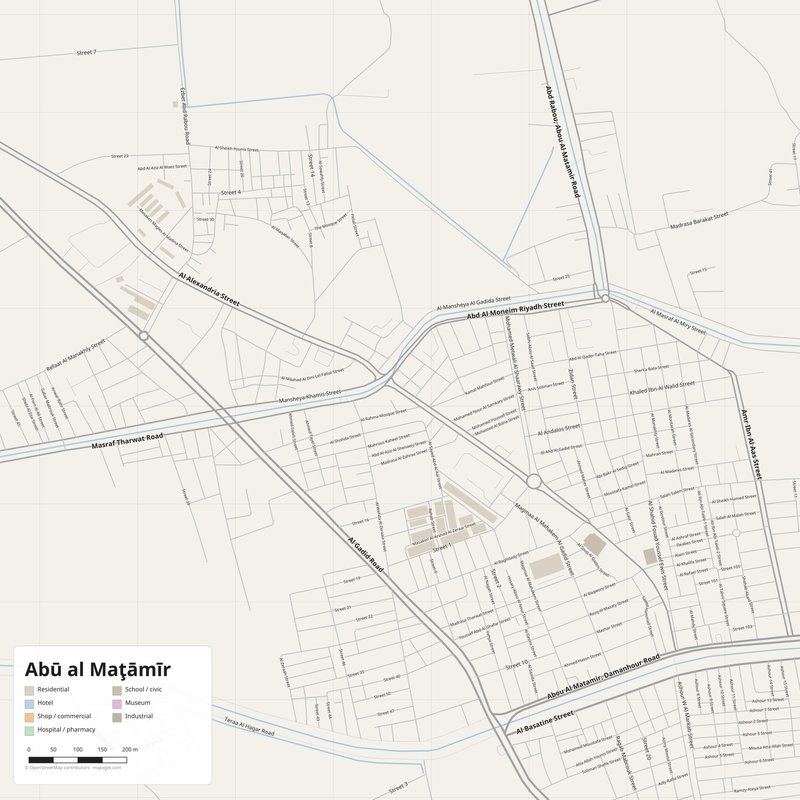 Abū al Maţāmīr Map PDF — Printable Street Map Poster with House Numbers
