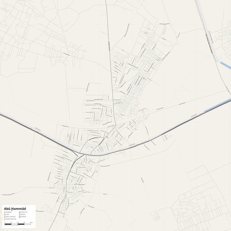 Abū Ḩammād Map PDF — Printable Street Map Poster with House Numbers