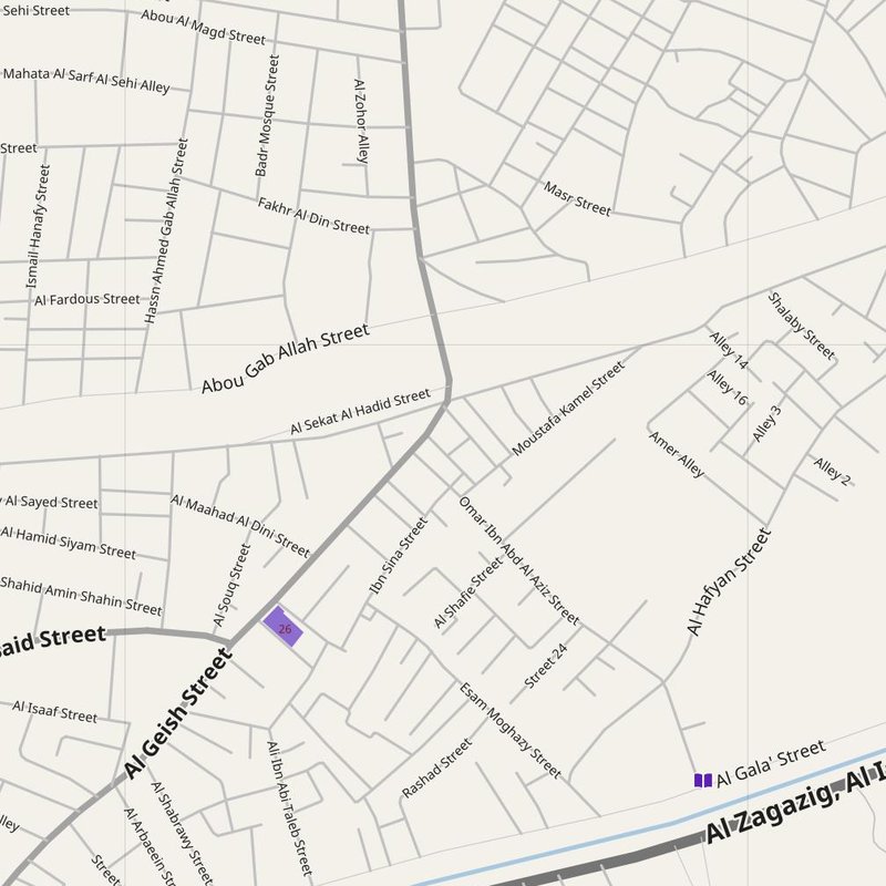 Abū Ḩammād map with house numbers, hospitals, police and fire stations — printable PDF, Egypt