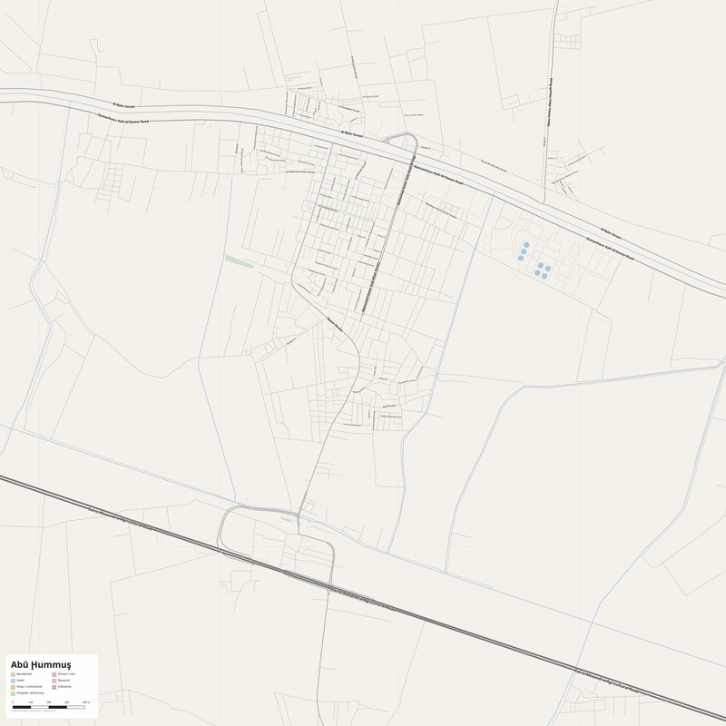 Abū Ḩummuş Map PDF — Printable Street Map Poster with House Numbers