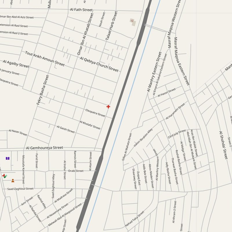 Abū Qurqāş map with house numbers, hospitals, police and fire stations — printable PDF, Egypt