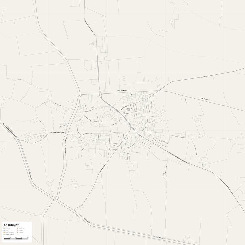 Ad Dilinjāt Map PDF — Printable Street Map Poster with House Numbers