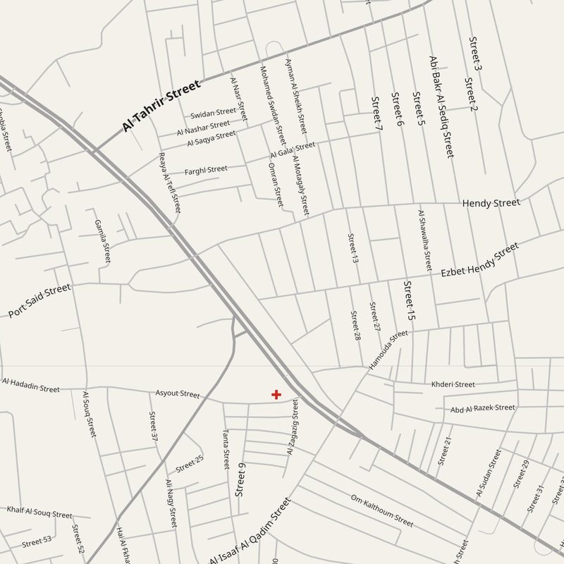 Ad Dilinjāt map with house numbers, hospitals, police and fire stations — printable PDF, Egypt