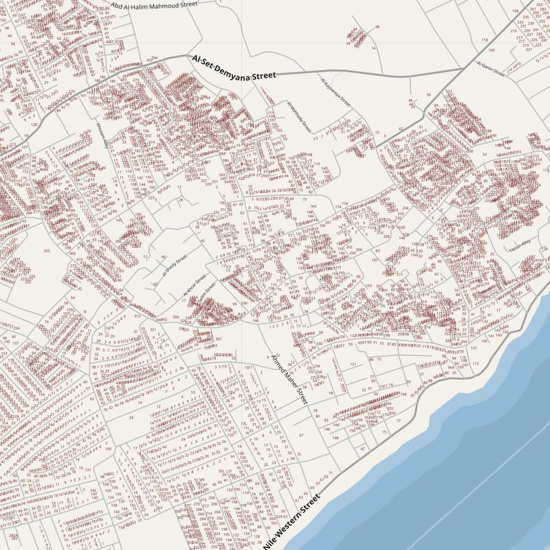 Akhmīm street map with house numbers — printable address map PDF, Egypt