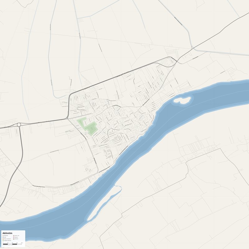 Akhmīm Map PDF — Printable Street Map Poster with House Numbers