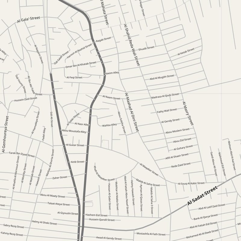 Al Bājūr street map with house numbers — printable address map PDF, Egypt
