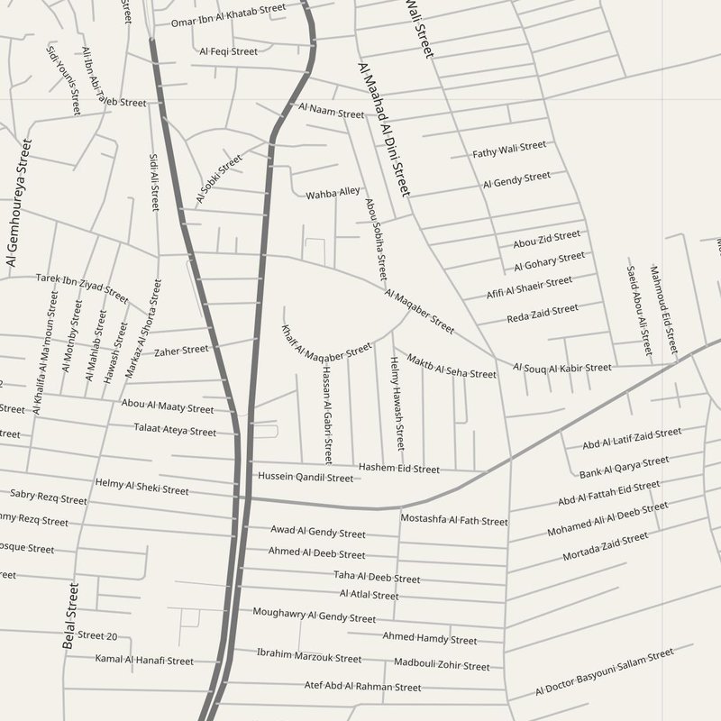 Al Bājūr map with house numbers, hospitals, police and fire stations — printable PDF, Egypt