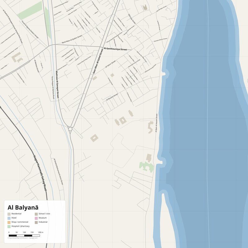 Al Balyanā Map PDF — Printable Street Map Poster with House Numbers