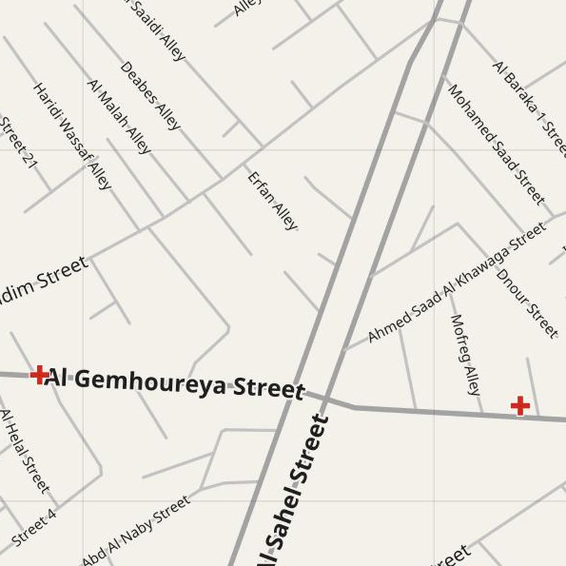 Al Balyanā map with house numbers, hospitals, police and fire stations — printable PDF, Egypt