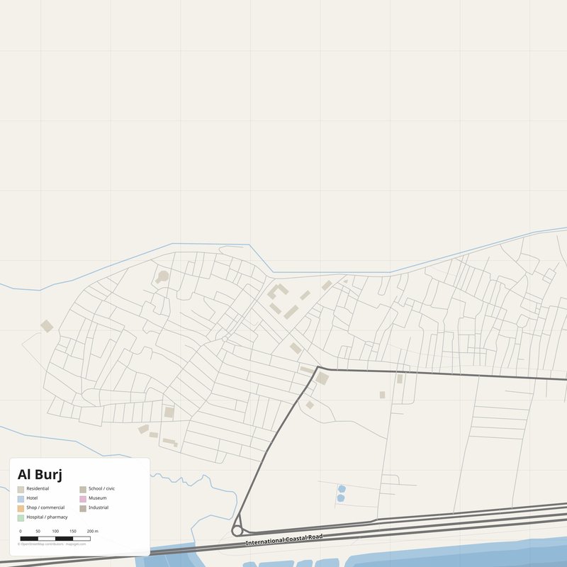 Al Burj Map PDF — Printable Street Map Poster with House Numbers