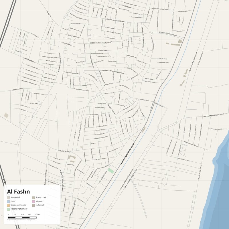 Al Fashn Map PDF — Printable Street Map Poster with House Numbers