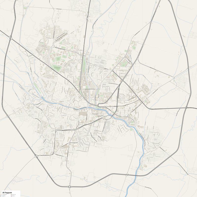 Al Fayyum Map PDF — Printable Street Map Poster with House Numbers