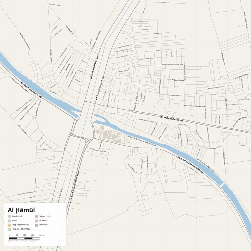 Al Ḩāmūl Map PDF — Printable Street Map Poster with House Numbers