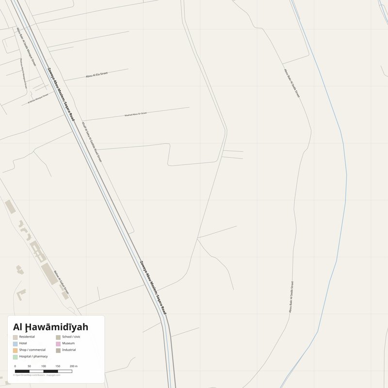 Al Ḩawāmidīyah Map PDF — Printable Street Map Poster with House Numbers