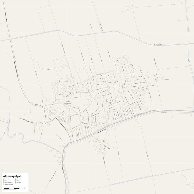 Al Ḩusaynīyah Map PDF — Printable Street Map Poster with House Numbers