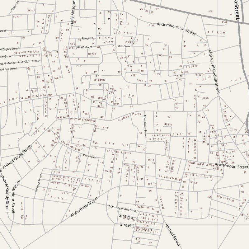 Al Ibrāhīmīyah street map with house numbers — printable address map PDF, Egypt