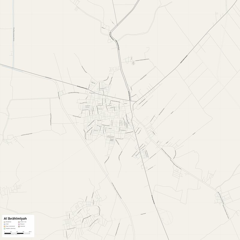 Al Ibrāhīmīyah Map PDF — Printable Street Map Poster with House Numbers