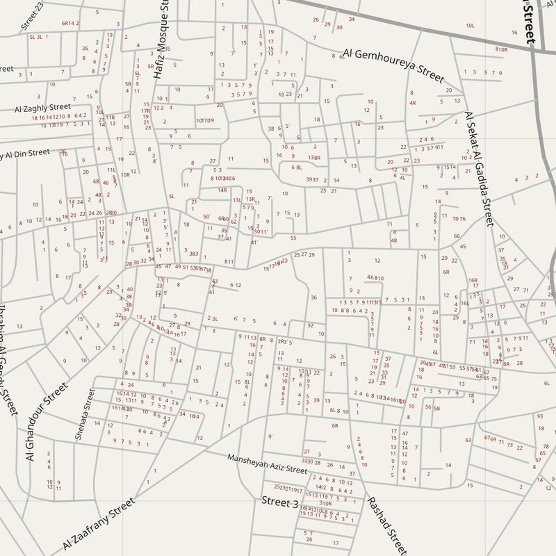 Al Ibrāhīmīyah map with house numbers, hospitals, police and fire stations — printable PDF, Egypt