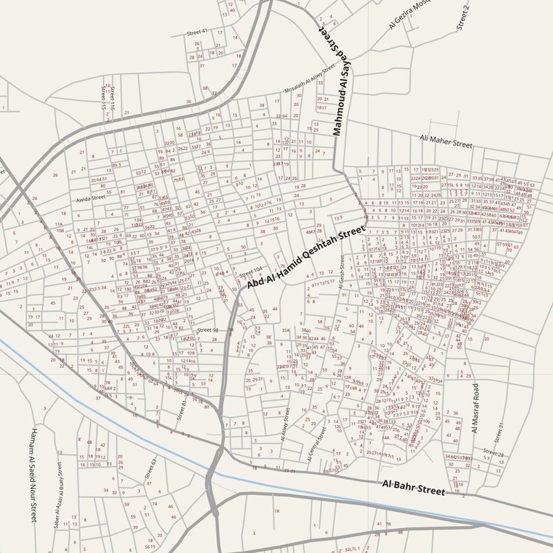 Al Jammālīyah street map with house numbers — printable address map PDF, Egypt
