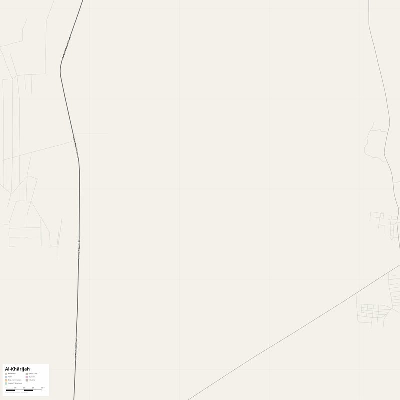 Al-Khārijah Map PDF — Printable Street Map Poster with House Numbers