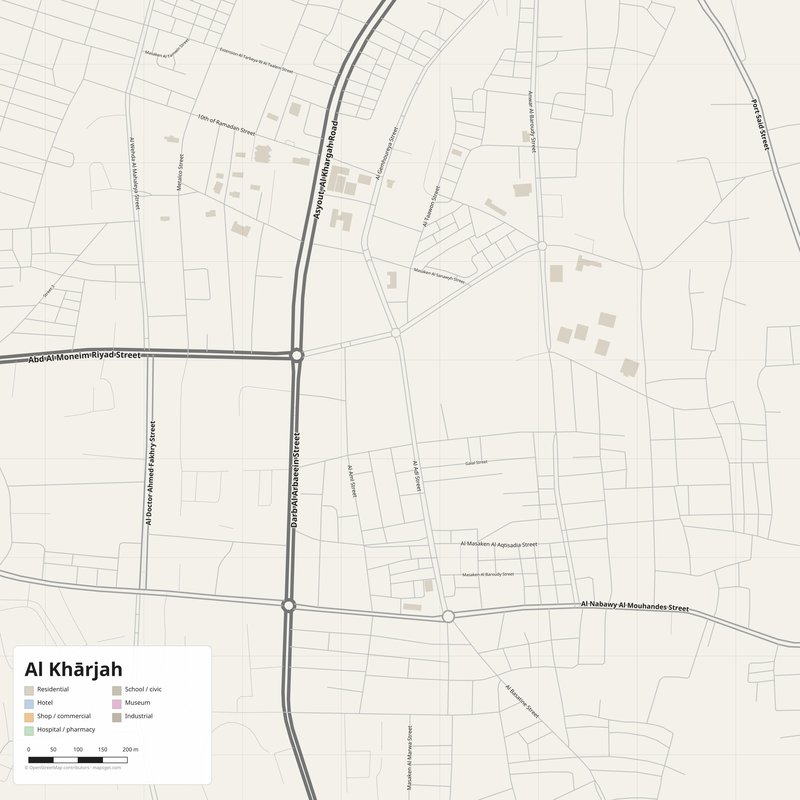 Al Khārjah Map PDF — Printable Street Map Poster with House Numbers