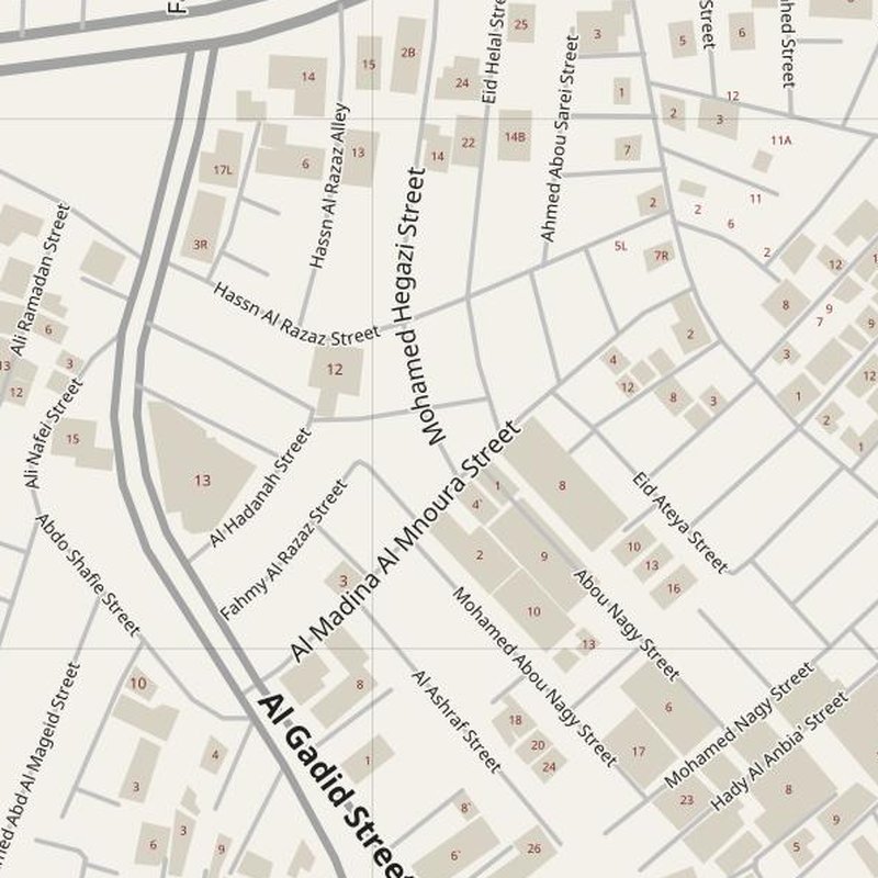 Al Khuşūş street map with house numbers — printable address map PDF, Egypt