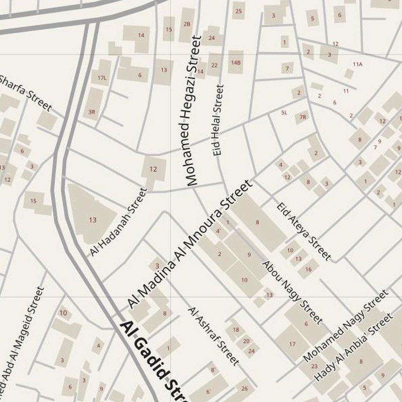 Al Khuşūş map with house numbers, hospitals, police and fire stations — printable PDF, Egypt