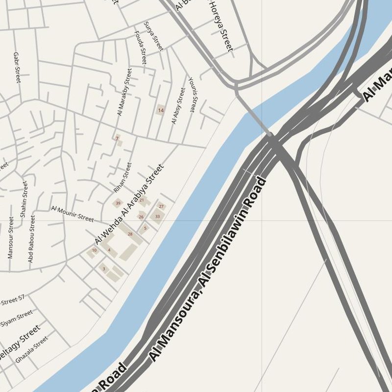 Al Mansurah street map with house numbers — printable address map PDF, Egypt