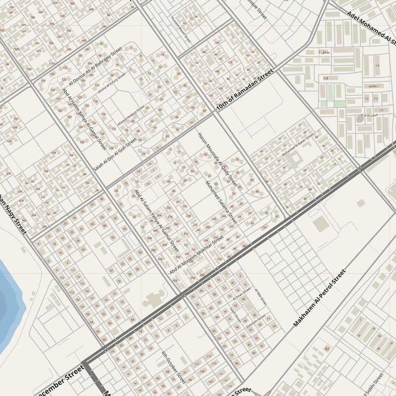 Al Manzalah street map with house numbers — printable address map PDF, Egypt