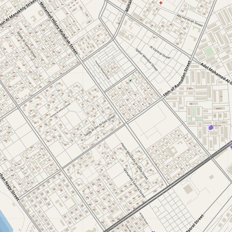 Al Manzalah map with house numbers, hospitals, police and fire stations — printable PDF, Egypt