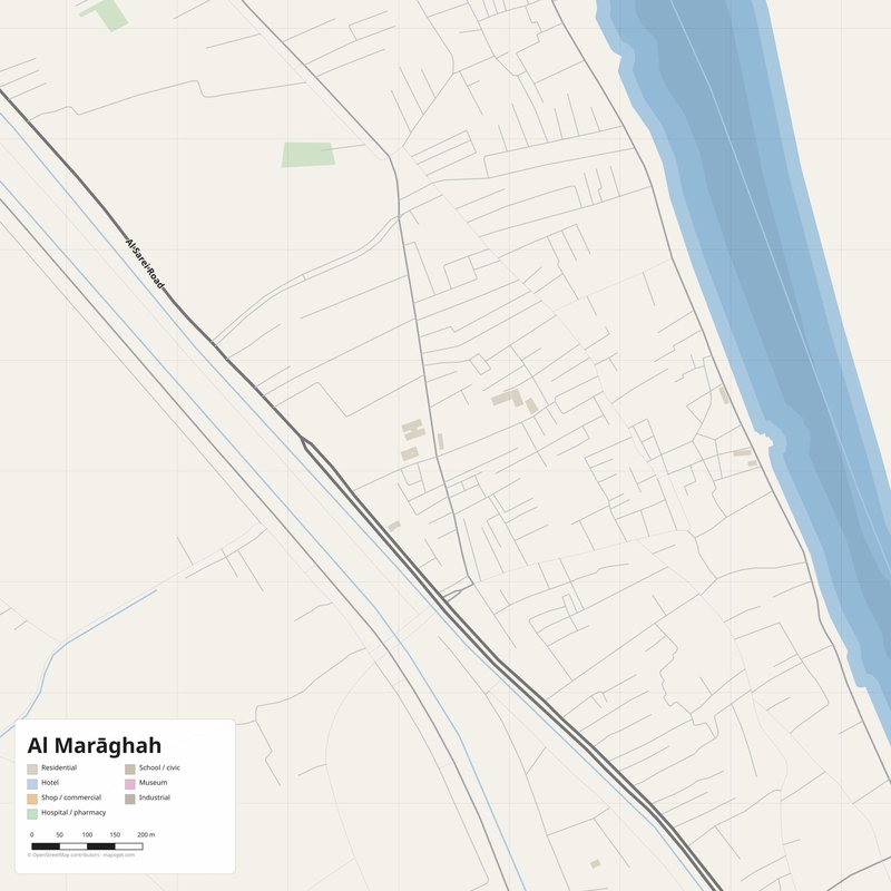 Al Marāghah Map PDF — Printable Street Map Poster with House Numbers