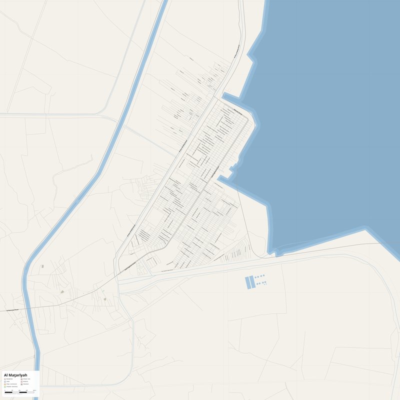 Al Maţarīyah Map PDF — Printable Street Map Poster with House Numbers