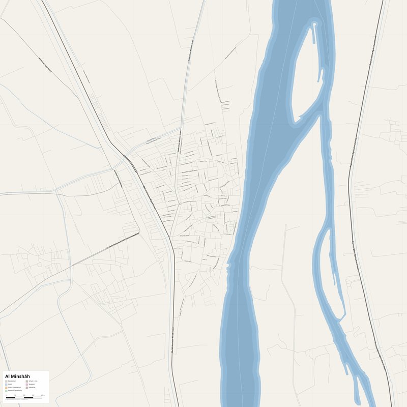 Al Minshāh Map PDF — Printable Street Map Poster with House Numbers