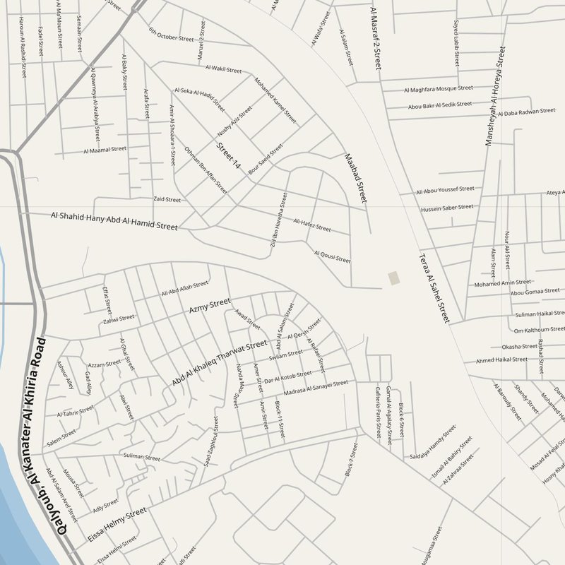 Al Qanāţir al Khayrīyah street map with house numbers — printable address map PDF, Egypt