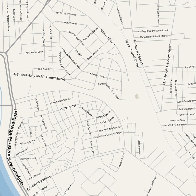 Al Qanāţir al Khayrīyah map with house numbers, hospitals, police and fire stations — printable PDF, Egypt