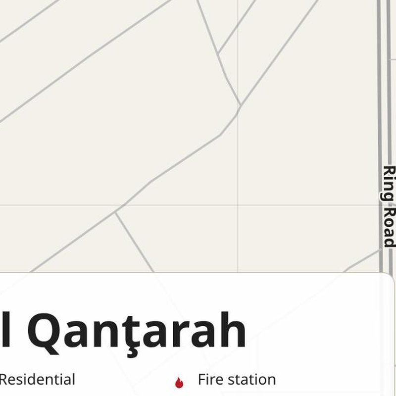 Al Qanţarah map with house numbers, hospitals, police and fire stations — printable PDF, Egypt