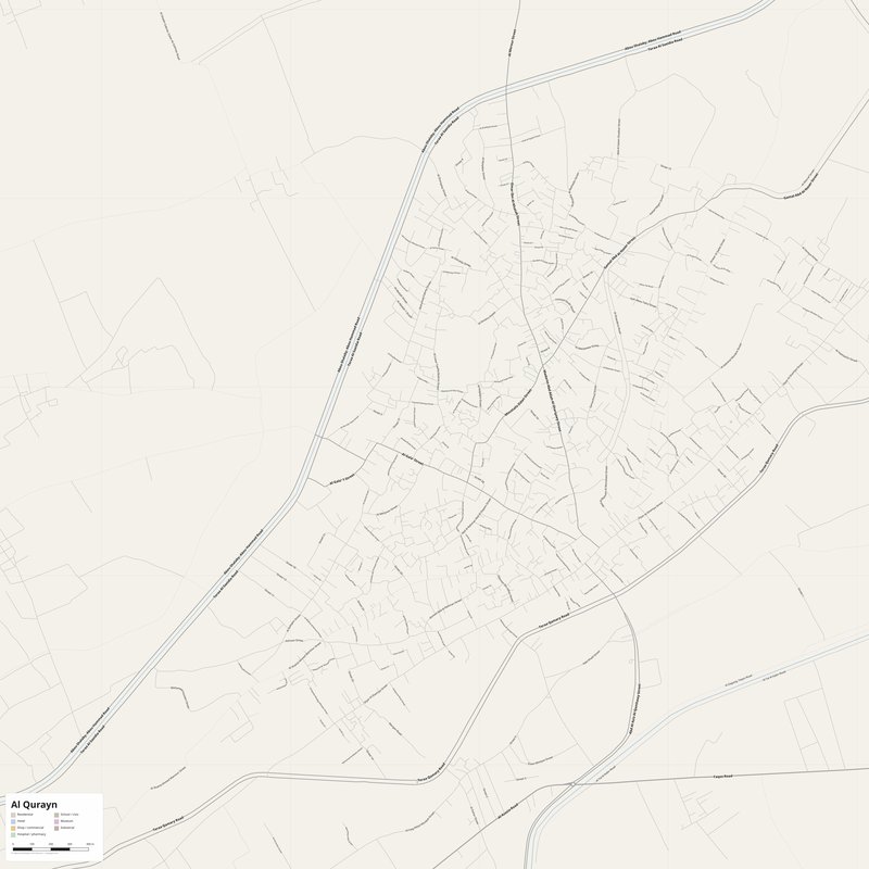 Al Qurayn Map PDF — Printable Street Map Poster with House Numbers