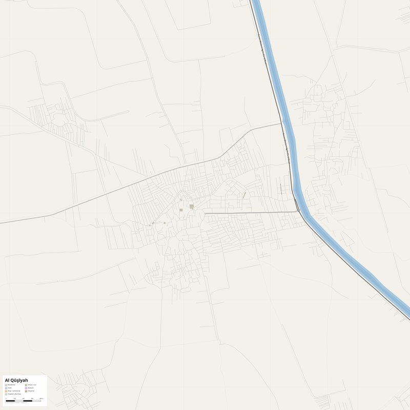 Al Qūşīyah Map PDF — Printable Street Map Poster with House Numbers