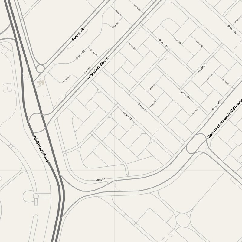 Al-'Ubūr street map with house numbers — printable address map PDF, Egypt